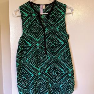 Emerald green sleeveless blouse - size s
